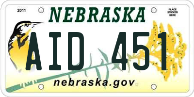 NE license plate AID451