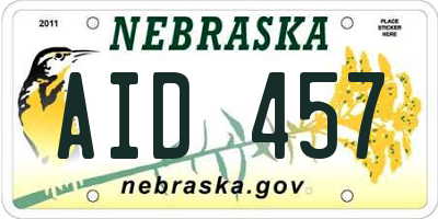 NE license plate AID457