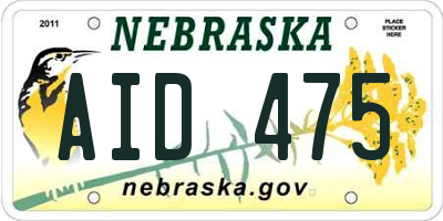 NE license plate AID475