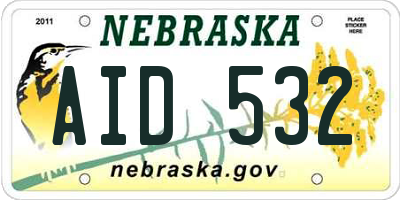 NE license plate AID532