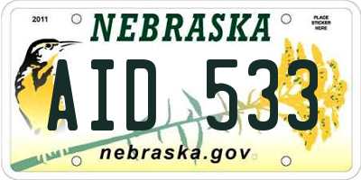 NE license plate AID533