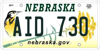 NE license plate AID730