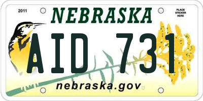 NE license plate AID731