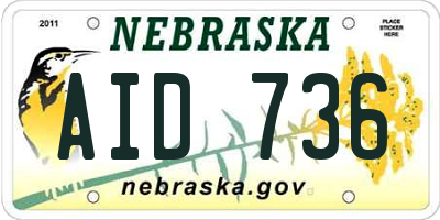 NE license plate AID736