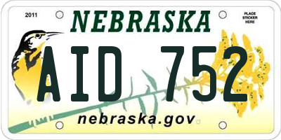 NE license plate AID752