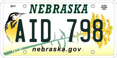 NE license plate AID798
