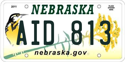 NE license plate AID813