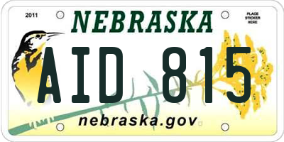 NE license plate AID815