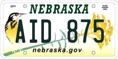 NE license plate AID875