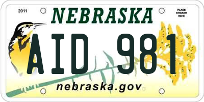 NE license plate AID981