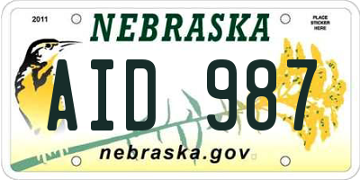 NE license plate AID987