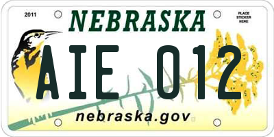 NE license plate AIE012