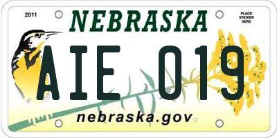NE license plate AIE019
