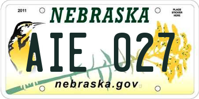 NE license plate AIE027