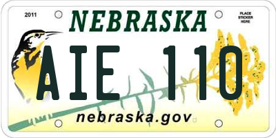 NE license plate AIE110