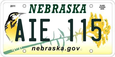 NE license plate AIE115