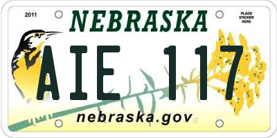 NE license plate AIE117