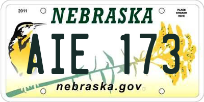 NE license plate AIE173