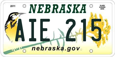 NE license plate AIE215