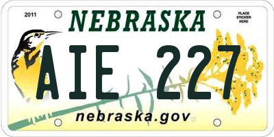 NE license plate AIE227