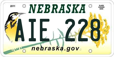 NE license plate AIE228