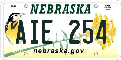 NE license plate AIE254