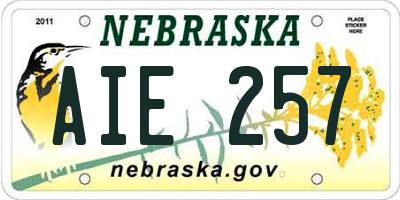 NE license plate AIE257