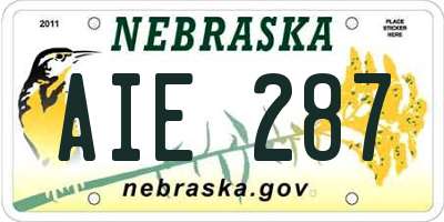 NE license plate AIE287