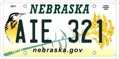 NE license plate AIE321
