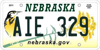 NE license plate AIE329