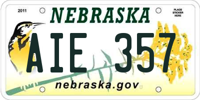 NE license plate AIE357