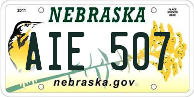 NE license plate AIE507