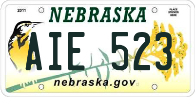 NE license plate AIE523