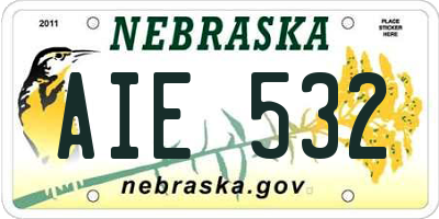 NE license plate AIE532