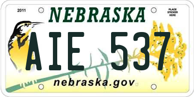 NE license plate AIE537