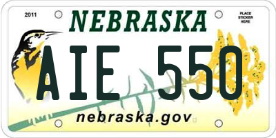 NE license plate AIE550