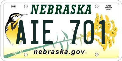 NE license plate AIE701
