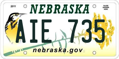 NE license plate AIE735