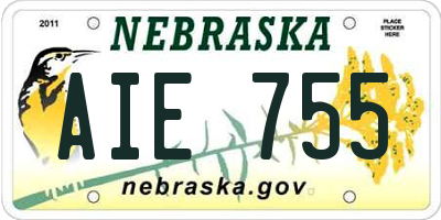 NE license plate AIE755