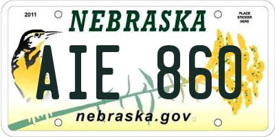NE license plate AIE860