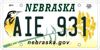 NE license plate AIE931