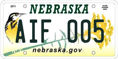 NE license plate AIF005