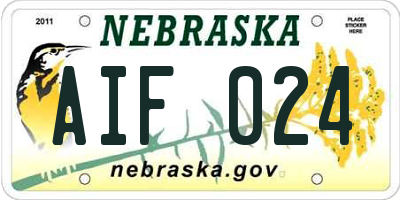NE license plate AIF024
