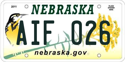 NE license plate AIF026