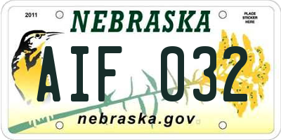NE license plate AIF032