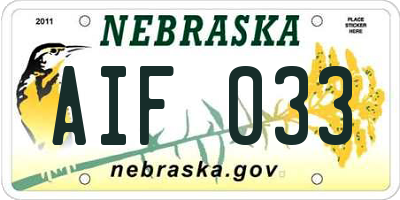 NE license plate AIF033