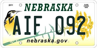NE license plate AIF092