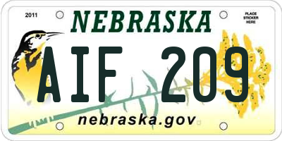 NE license plate AIF209