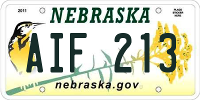NE license plate AIF213