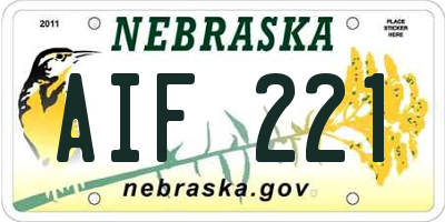 NE license plate AIF221